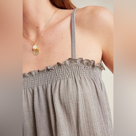 Anthropologie amadi Gray Ruffled Tiered Camisole | Wyatt Shimmer Tank - Picture 3 of 8